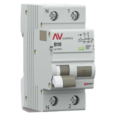 Автоматический выключатель дифференциального тока DVA-6 1P+N 10А характеристика B 10мА тип A электромеханический 6кА AVERES EKF Автоматический выключатель дифференциального тока DVA-6 1P+N 10А характеристика B 10мА тип A электромеханический 6кА AVERES EKF