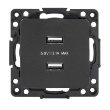Стокгольм Механизм Розетки USB 2-местной 2,1А винтовые клеммы черный EKF