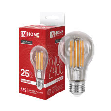Лампа светодиодная LED-A65-deco 25Вт 230В Е27 4000К 2480Лм прозрачная IN HOME 4690612055947