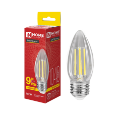 Лампа светодиодная LED-СВЕЧА-deco 9Вт 230В Е27 3000К 1040Лм прозрачная IN HOME 4690612063249