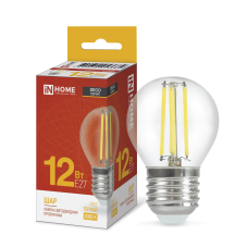 Лампа светодиодная LED-ШАР-deco 12Вт 230В Е27 3000К 1350Лм прозрачная IN HOME 4690612053684