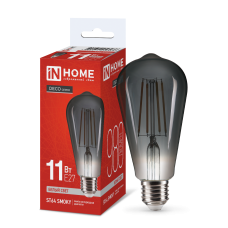 Лампа светодиодная LED-ST64-deco smoky 11Вт 230В E27 4000K 980Лм дымчатая IN HOME 4690612056036