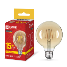 Лампа светодиодная LED-GL125-deco gold 15Вт 230В E27 3000K 1390Лм 125мм золотистая IN HOME 4690612056074