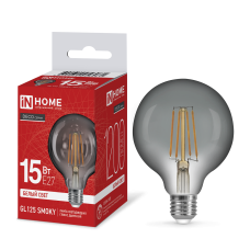 Лампа светодиодная LED-GL125-deco smoky 15Вт 230В E27 4000К 1200Лм 125мм дымчатая IN HOME 4690612056081