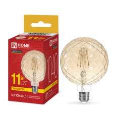 Лампа светодиодная LED-GL95СR-deco gold 11Вт 230В E27 3000K 1040Лм 95мм кристалл золотистая IN HOME 4690612056067