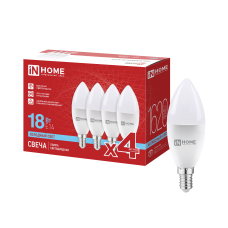 Лампа светодиодная LED-СВЕЧА-VC 4PACK 18Вт 230В Е14 6500К 1620Лм (4шт./упак) IN HOME 4690612066714