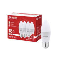 Лампа светодиодная LED-СВЕЧА-VC 4PACK 18Вт 230В Е27 4000К 1620Лм (4шт./упак) IN HOME 4690612066745