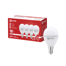 Лампа светодиодная LED-ШАР-VC 4PACK 18Вт 230В Е14 4000К 1620Лм (4шт./упак) IN HOME 4690612066769