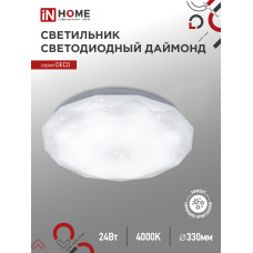Светильник светодиодный серии DECO ДАЙМОНД 24Вт 230В 4000К 2160Лм 330х55мм IN HOME 4690612033679