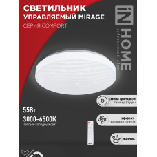 Светильник светодиодный COMFORT MIRAGE 55Вт 230В 3000-6500K 4400Лм 400x70мм с пультом ДУ IN HOME 4690612034577