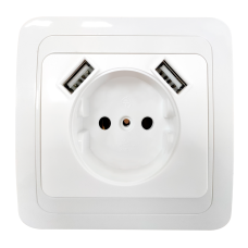 Розетка одинарная CLASSICO с двумя USB белая 2147 IN HOME 4690612035260