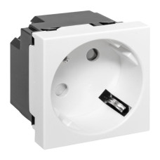 Розетка 45x45 с зазем. 45 градусов, быстрозажимные клеммы, белая EKF