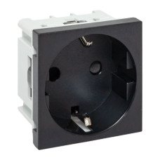 Розетка 45x45 с зазем., с защ. шторками, 90 градусов, черная, матовая EKF