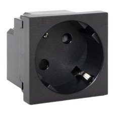 Розетка 45x45 с зазем. 45 градусов, быстрозажимные клеммы, черная, матовая EKF