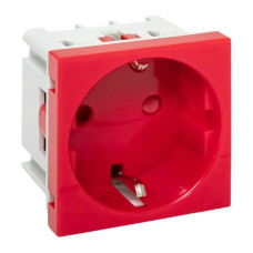 Розетка 45x45 с заземлением, с защ. шторками, 90 градусов, красная EKF