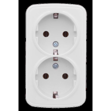 Минск Розетка 2-местная ОП 16А с заземлением белая EKF Basic