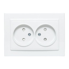 Минск Розетка 2-местная СП без заземления 10А белая с защ. штор. EKF Basic