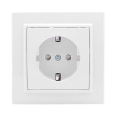 Минск Розетка 1-местная СП с заземлением 16А белая с защ. штор. EKF Basic
