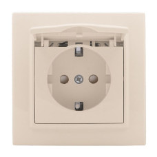 Розетка 1-местная СП с/з Минск с крышкой 16А бежевая с защ. штор. EKF