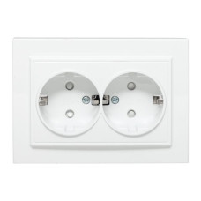 Минск Розетка 2-местная СП с заземлением 16А белая с защ. штор. EKF Basic