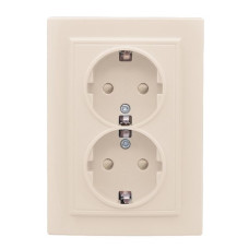 Розетка 2-мест. СП с/з 16А бежевый с защ. штор. Минск EKF