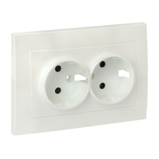 Валенсия лицевая панель розетки 2-местной с/з 16А жемчуг с защ. штор. EKF PROxima