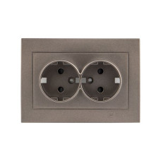 Валенсия лицевая панель розетки 2-местной с/з 16А графит с защ. штор. EKF PROxima