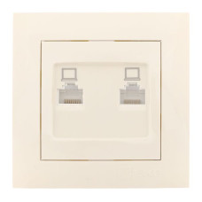 Валенсия розетка компьютерная RJ-45 2-местная кремовая EKF PROxima