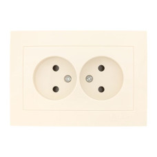 Валенсия розетка 2-местная б/з 10А кремовая с защ. штор. EKF PROxima