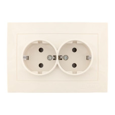 Валенсия розетка 2-местная с/з 16А кремовая с защ. штор. EKF PROxima