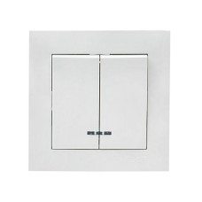 Валенсия выключатель 2-кл. 10А белый с индикатором EKF PROxima