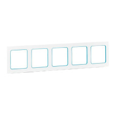 Стокгольм Рамка 5-местная белая с линией цвета синий EKF Стокгольм Рамка 5-местная белая с линией цвета синий EKF