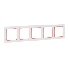 Стокгольм Рамка 5-местная белая с линией цвета красный EKF Стокгольм Рамка 5-местная белая с линией цвета красный EKF