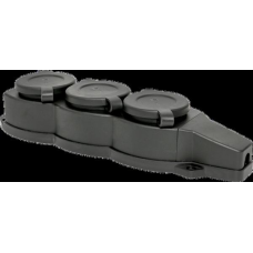 Розетка (колодка) трехместная с защит. крышками каучуковая 230В 2P+PE 16A IP44 EKF Марс