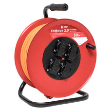 Удлинитель на катушке "Гефест 2.0" 4 гнезда 50м с заземлением и предохранителем КГхл 3*1,5 16А/3,5кВт IP44 PROxima