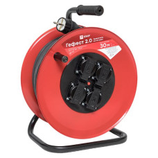 Удлинитель на катушке "Гефест 2.0" 4 гнезда 30м с заземлением и предохранителем КГхл 3*2,5 16А/3,5кВт IP44 PROxima