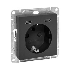 Механизм розетки с USB-C - 2шт, 16А, с заземлением, со шторками, чёрный Эпика EKF Механизм розетки с USB-C - 2шт, 16А, с заземлением, со шторками, чёрный Эпика EKF