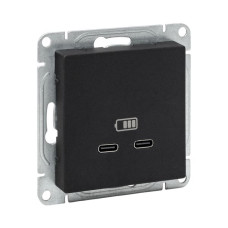 Механизм розетки USB-C - 2шт, чёрный Эпика EKF