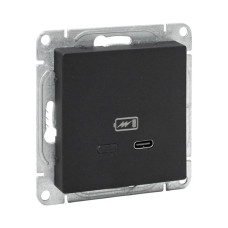 Механизм розетки USB-С, быстрая, чёрная Эпика EKF