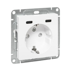 Механизм розетки с USB-C - 2шт, 16А, с заземлением, со шторками, белый Эпика EKF Механизм розетки с USB-C - 2шт, 16А, с заземлением, со шторками, белый Эпика EKF