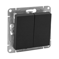 Механизм выключателя, двухклавишный, проходной, чёрный Эпика EKF