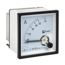 Амперметр AMA-721 аналоговый на панель (72x72) квадратный вырез 50А прямое подкл. EKF
