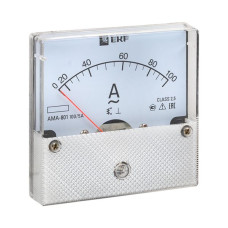 Амперметр AMA-801 аналоговый на панель (80x80) круглый вырез 100А трансф. подкл. EKF