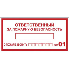 Знак наклейка B03 "Ответственный за пожарную безопасность" (100х200) ГОСТ 12.4.026-2015 EKF PROxima