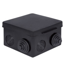 Коробка распределительная КМР-030-031 с крышкой (80x80x50), 7 мембр. вводов чёрная IP54 розн. стикер EKF