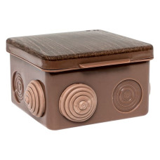 Коробка распределительная КМР-030-031 с крышкой (80x80x50) 7 мембранных вводов тёмное дерево IP54 EKF PROxima Коробка распределительная КМР-030-031 с крышкой (80x80x50) 7 мембранных вводов тёмное дерево IP54 EKF PROxima