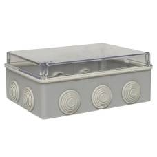 Коробка распределительная КМР-050-042пк пылевлагозащ., 10 мембр. вводов, уплотн. шнур, прозрачная крышка (190x140x70) EKF